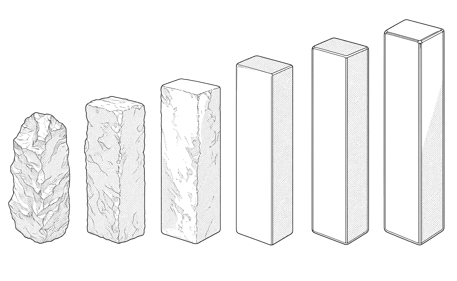 From raw material to refined form — the studio's methodology